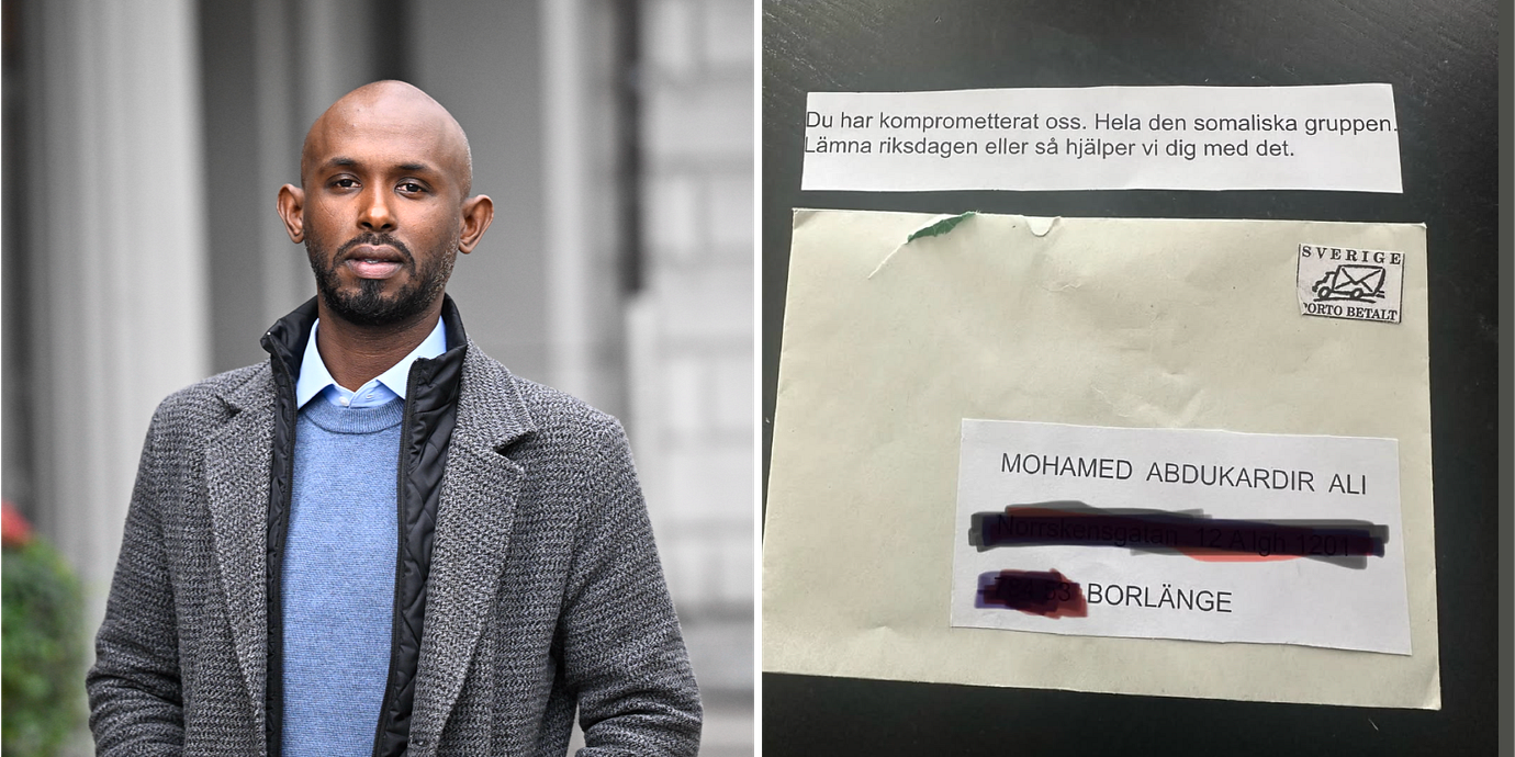 Mohamed Ali samt det brev han har lagt upp på sitt Facebookonto.