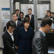 Park Geun-Hye vid sitt förhör.