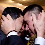 Sydkoreanska Park Yang-gon och brodern Park Yang Soo från norr