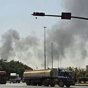 Rök över Saudiarabiens huvudstad.