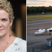 Karin Wanngård (S) samt en bild från Bromma flygplats. Arkivbilder.