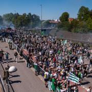 Hammarbysupportrar vid Tele2 Arena.