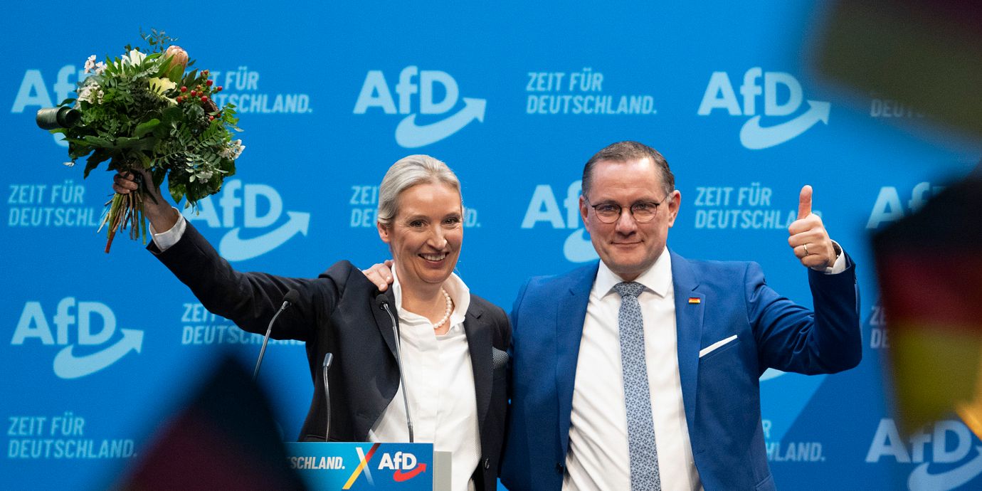 AFD:s partiledare Alice Weidel och Tino Chrupalla.