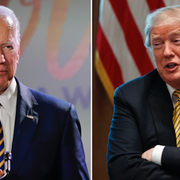 Joe Biden och Donald Trump. Arkivbilder.