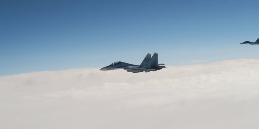 Ryska stridsplan SU-30 på torsdagen.