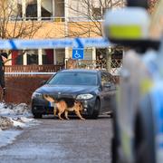 Polisinsats i Hageby efter mordet. Arkivbild från den 26 januari 2016.