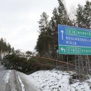 Nedfallna träd till följd av stormen Alfrida på Rialavägen mellan E 18 och Finsta.