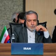 Abbas Araghchi talar vid ett möte för utrikesministrar i Turkiet. 