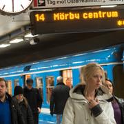 Tunnelbanans röda linje vid T-centralen. Arkivbild.