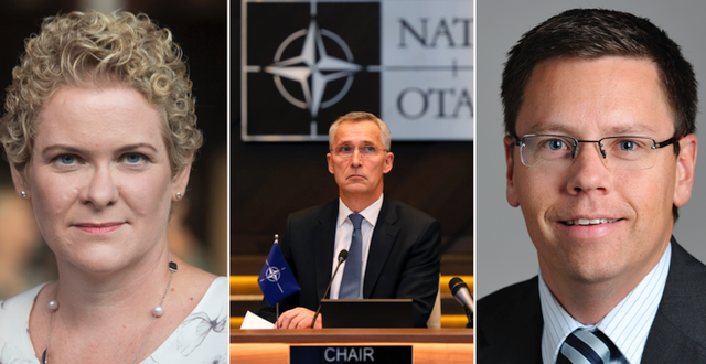 Karin Wanngård, Nato-chefen Jens Stoltenberg och Mattias Jonsson. TT