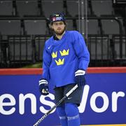 William Nylander på dagens träning med Tre Kronor.