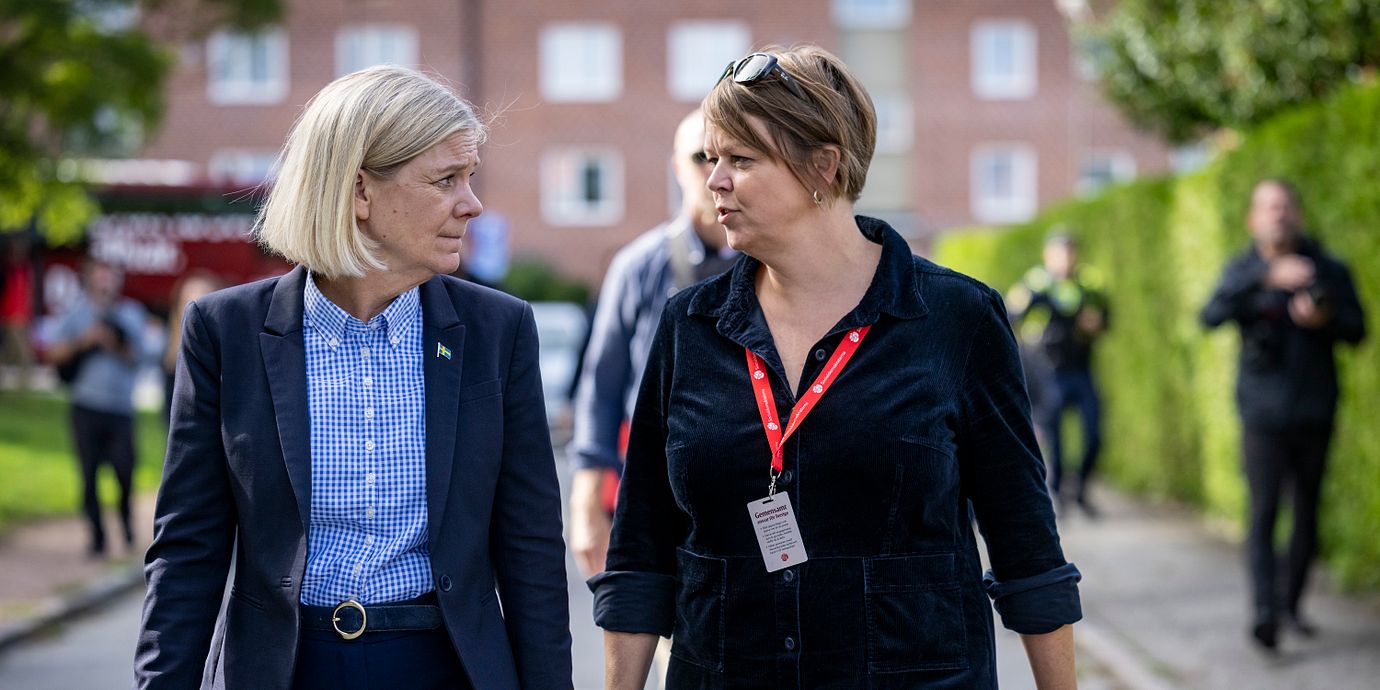 Arkivbild från september: Socialdemokraternas partiledare Magdalena Andersson och Katrin Stjernfeldt Jammeh i Malmö.