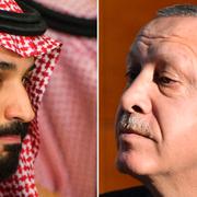 Saudiarabiens kronprins Mohammed bin Salman och Turkiets president Recep Tayyip Erdogan. 