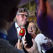 Gunnar Strömmer (M) och Elisabeth Svantesson (M) under Moderaternas valvaka på Clarion Sign. 