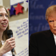 Chelsea Clinton och Donald Trump.