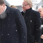 Statsminister Stefan Löfven (S), försvarsminister Peter Hultqvist (S), utrikesminister Margot Wallström (S).