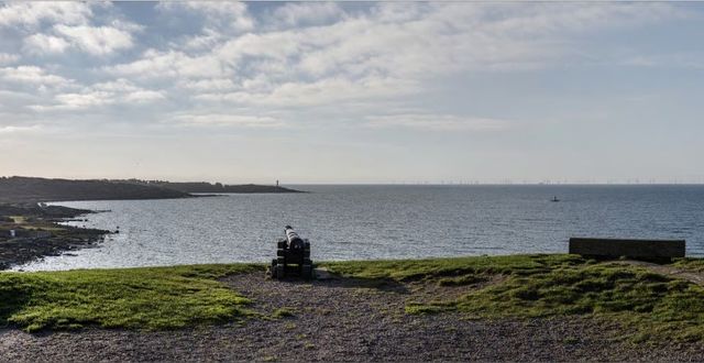 Vattenfalls fotomontage som visar hur vindkraftsparken Kattegatt Syd kan se ut från Varbergs fästning. Vattenfall