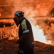 Arbete inne i Masugn 4 på SSAB i Oxelösund.