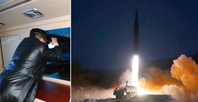 Kim Jong-Un övervakar uppskjutningen. TT