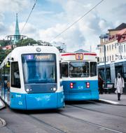 Illustrationsbild. Spårvagnar vid Redbergsplatsen i Göteborg.