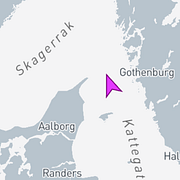 Graceful i Sotji i Ryssland i maj 2015, samt positionen i Kattegatt under måndagen.