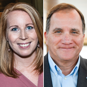 Nyamko Sabuni (L), Annie Lööf (C), Stefan Löfven (S) och Isabella Lövin (MP). Samtliga partier som ingår i januariöverenskommelsen.