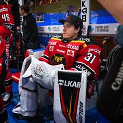 Luleås målvakt Matteus Ward deppar under ishockeymatchen i SHL mellan Luleå och Frölunda den 24 september 2026 i Luleå.