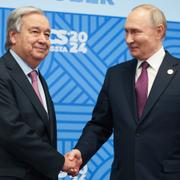 FN:s generalsekreterare António Guterres  och Rysslands president Vladimir Putin. 