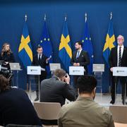 Ebba Busch, Ulf Kristersson, Jimmie Åkesson och Johan Pehrson.