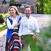 Kristdemokraternas partiledare Ebba Busch (KD) och Moderaternas partiledare Ulf Kristersson (M).