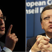 Francois Hollande och Jose Manuel Barroso. Arkivbilder.