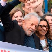 Lula Da Silva med sina anhängare.