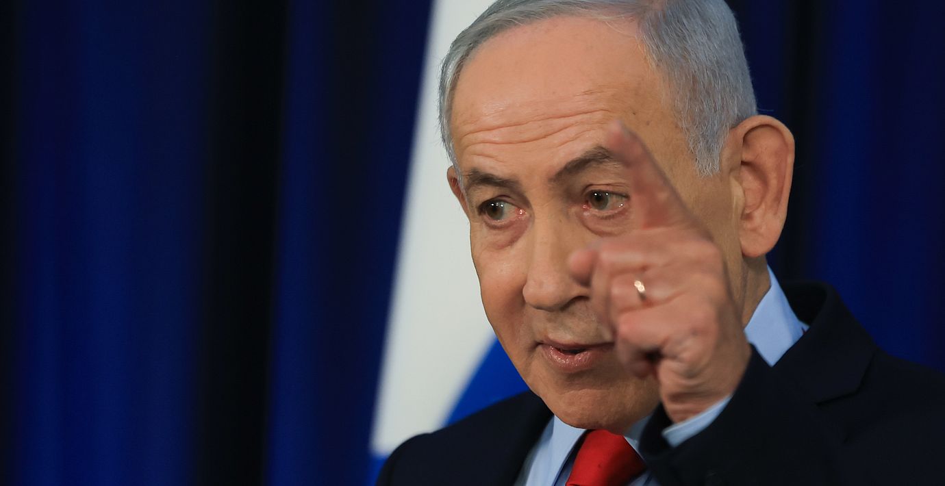 Israeli Prime Minister Benjamin Netanyahu speaks during a press conference in Jerusalem, Thursday, March 19, 2026. (Ronen Zvulun, Pool Photo via AP)  isr110