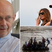 Pascal Lamy, Melania och Donald Trump, migranter som tar sig från Guatemala till Mexiko på flottar.