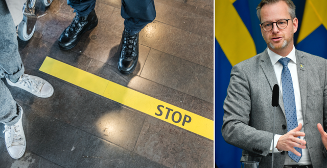 Passkontroll på Arlanda och inrikesminister Mikael Damberg (S).  TT