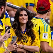 Ines Aguiar i svensk tröja under matchen mellan Nederländerna och Sverige. 