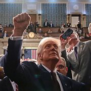 Trump efter ett tal i kongressen i mars förra året.