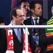 Frankrikes premiärminister Manuel Valls, president Francois Hollande och Portugals president Marcelo Rebelo de Sousa.