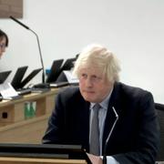 Skärmdump från dagens förhör med Boris Johnson i London.