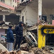 En byggnad i östra Libanon efter ett israeliskt luftanfall.