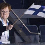 Finlands tidigare president Tarja Halonen. Här på hockey under OS i Vancouver 2010.