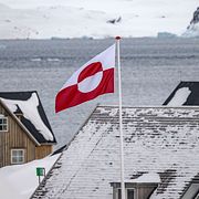Grönländs flagga i Nuuk.