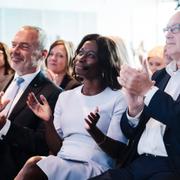 Liberalernas avgående partiledare Jan Björklund, Nyamko Sabuni, Lennart Persson och Erik Ullenhag under partiets extra landsmöte på Clarion hotell i Stockholm