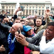 Italiens vice premiärminister Matteo Salvini kampanjar i Milano.