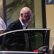 Infantino efter att ha sett en fotbollsmatch i Marocko i går.
