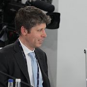 Open AI:s vd Sam Altman och president Donald Trump vid G7-mötet i juni.