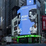 Polymarket-reklam för att spela på borgmästarvalet i New York, som Zohran Mamdani senare vann.