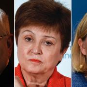 Från vänster, FT:s Martin Wolf, IMF:s Kristalina Georgieva och Sveriges finansminister Magdalena Andersson