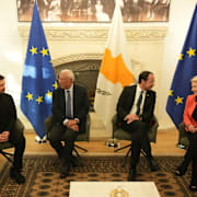 Zelenskyj med toppar från EU och ordförandelandet Cypern.