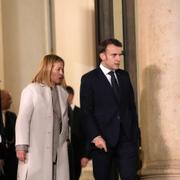 Franska presidenten Emmanuel Macron och Italiens premiärminister Giorgia Meloni.